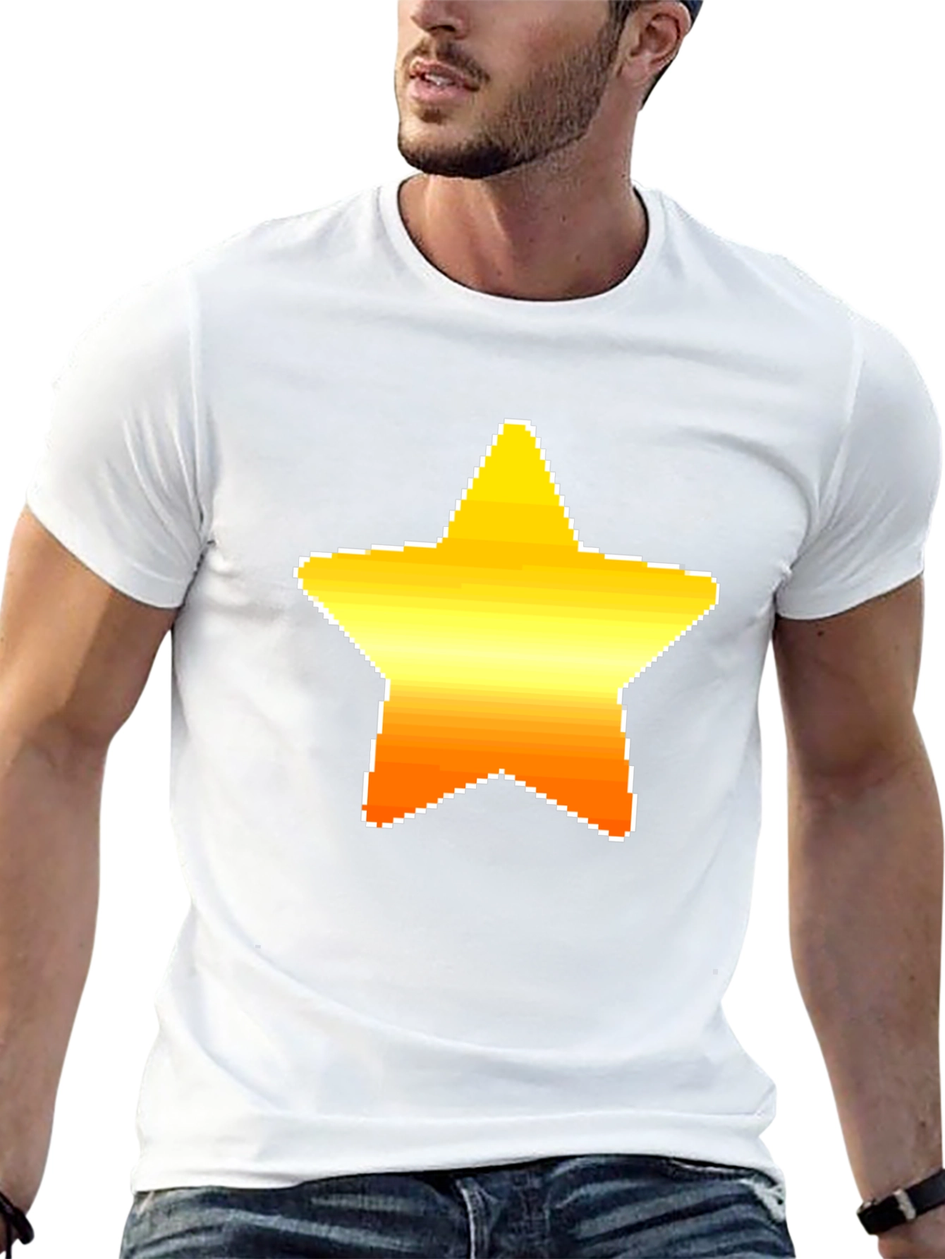 Pixel Star Graphic Black Tee Shirt