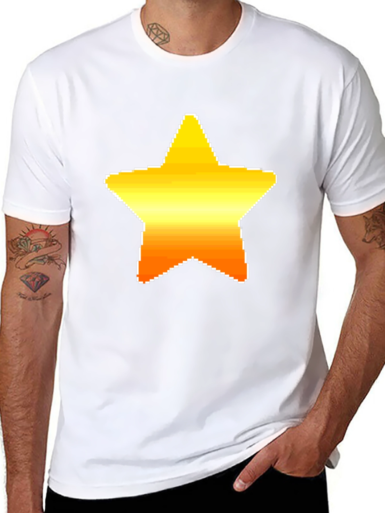 Pixel Star Graphic Black Tee Shirt