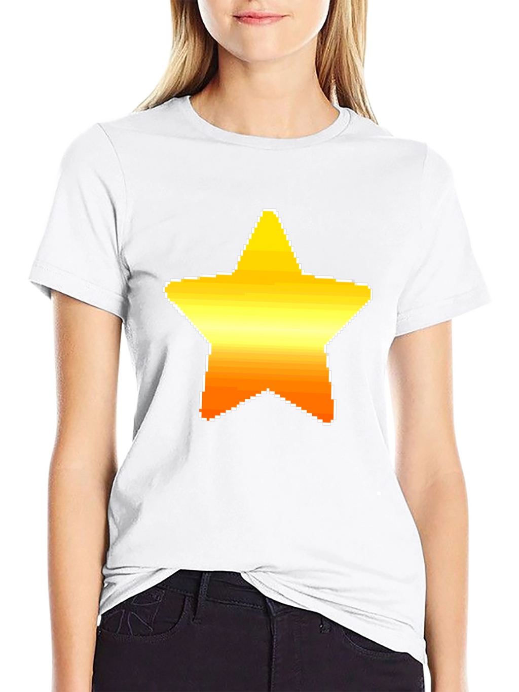 Pixel Star Graphic Black Tee Shirt