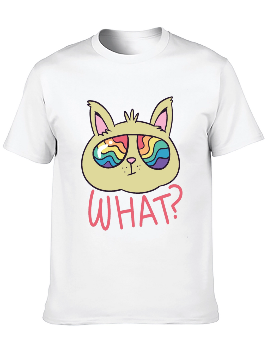 Funny Cat T-Shirt - What? Rainbow Sunglasses
