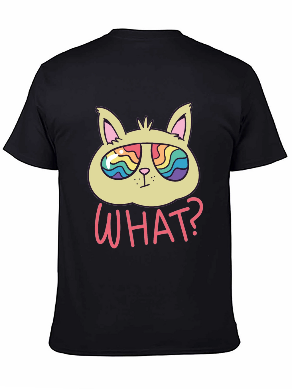 Funny Cat T-Shirt - What? Rainbow Sunglasses