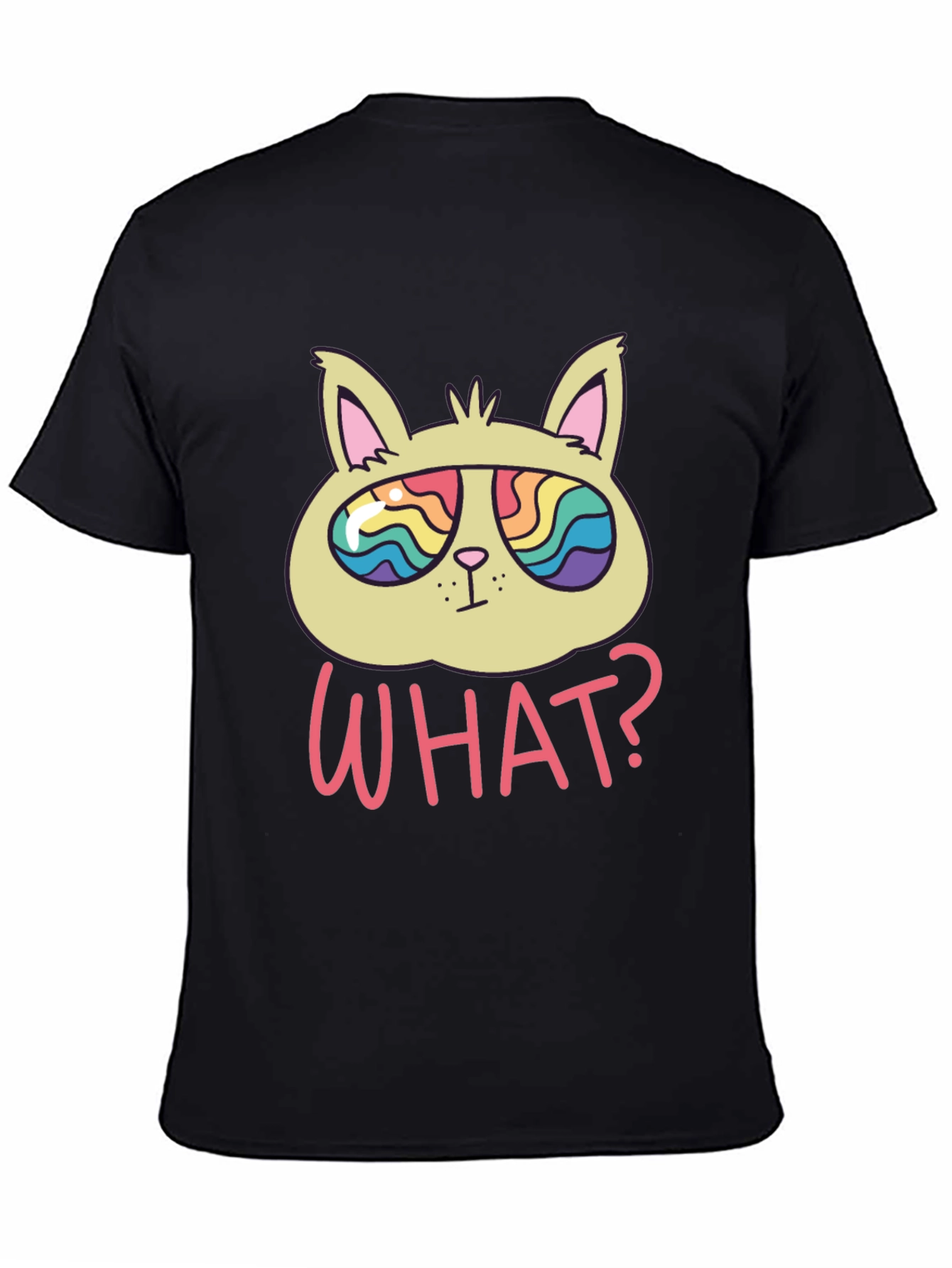Funny Cat T-Shirt - What? Rainbow Sunglasses