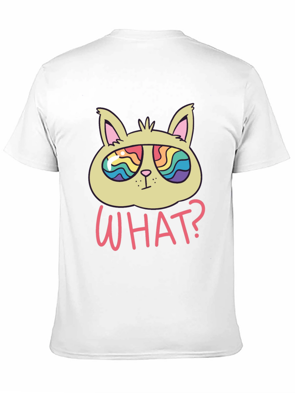 Funny Cat T-Shirt - What? Rainbow Sunglasses