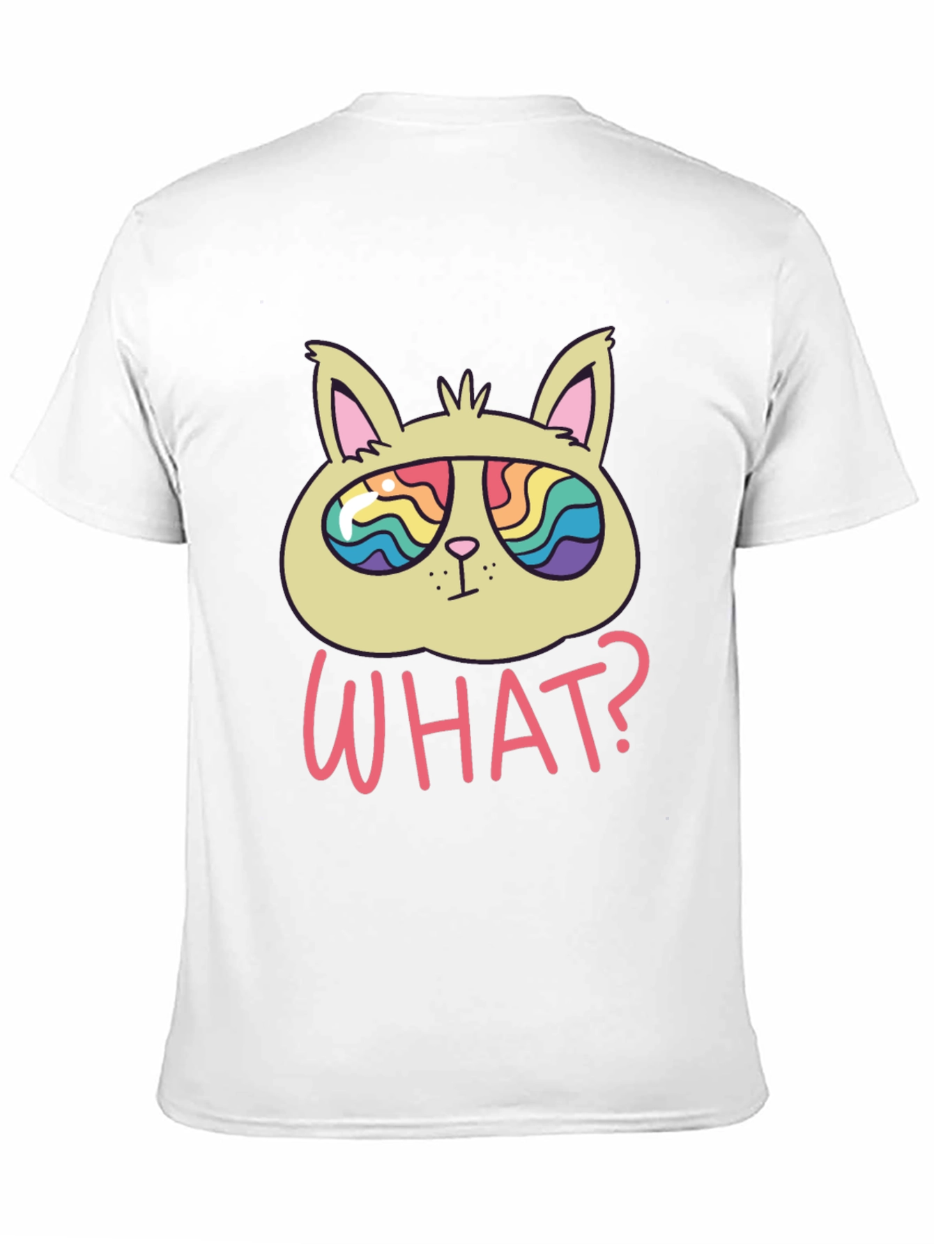 Funny Cat T-Shirt - What? Rainbow Sunglasses