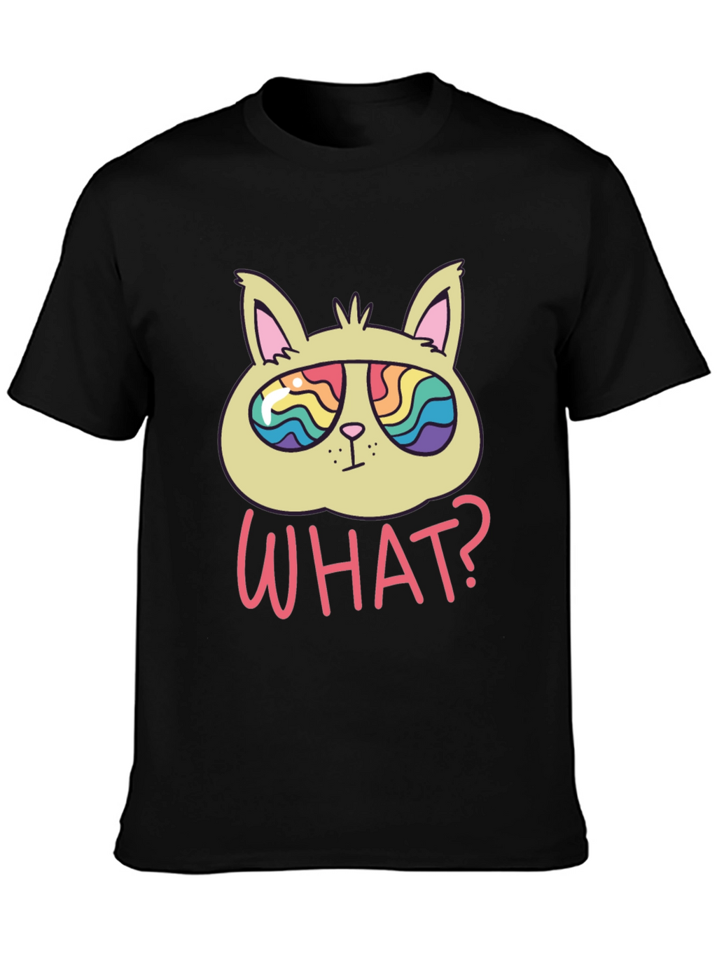 Funny Cat T-Shirt - What? Rainbow Sunglasses