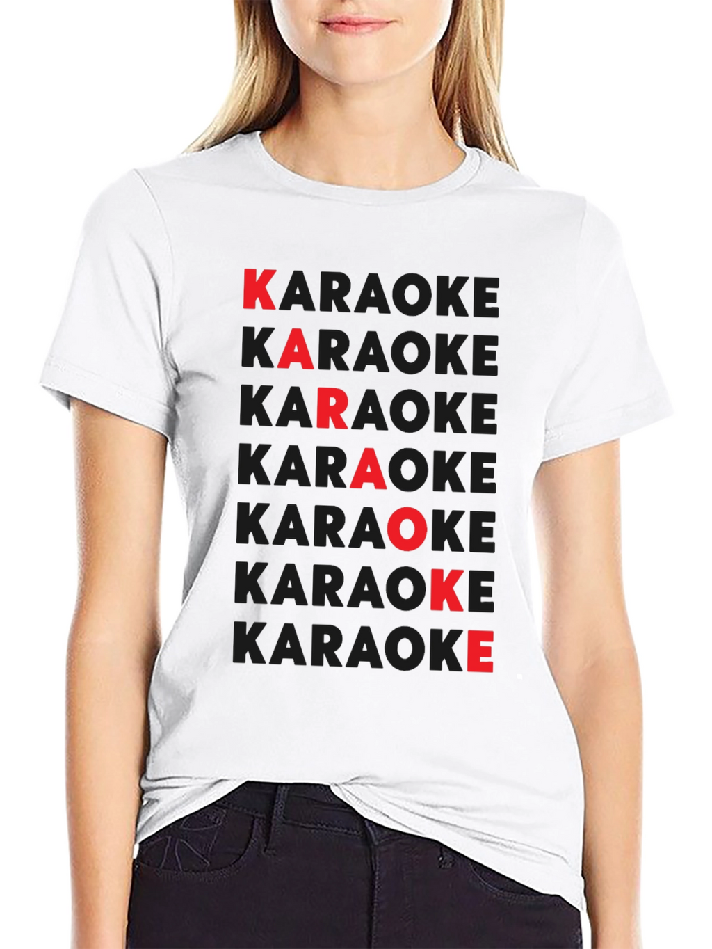 Karaoke Red Letter Black T-Shirt