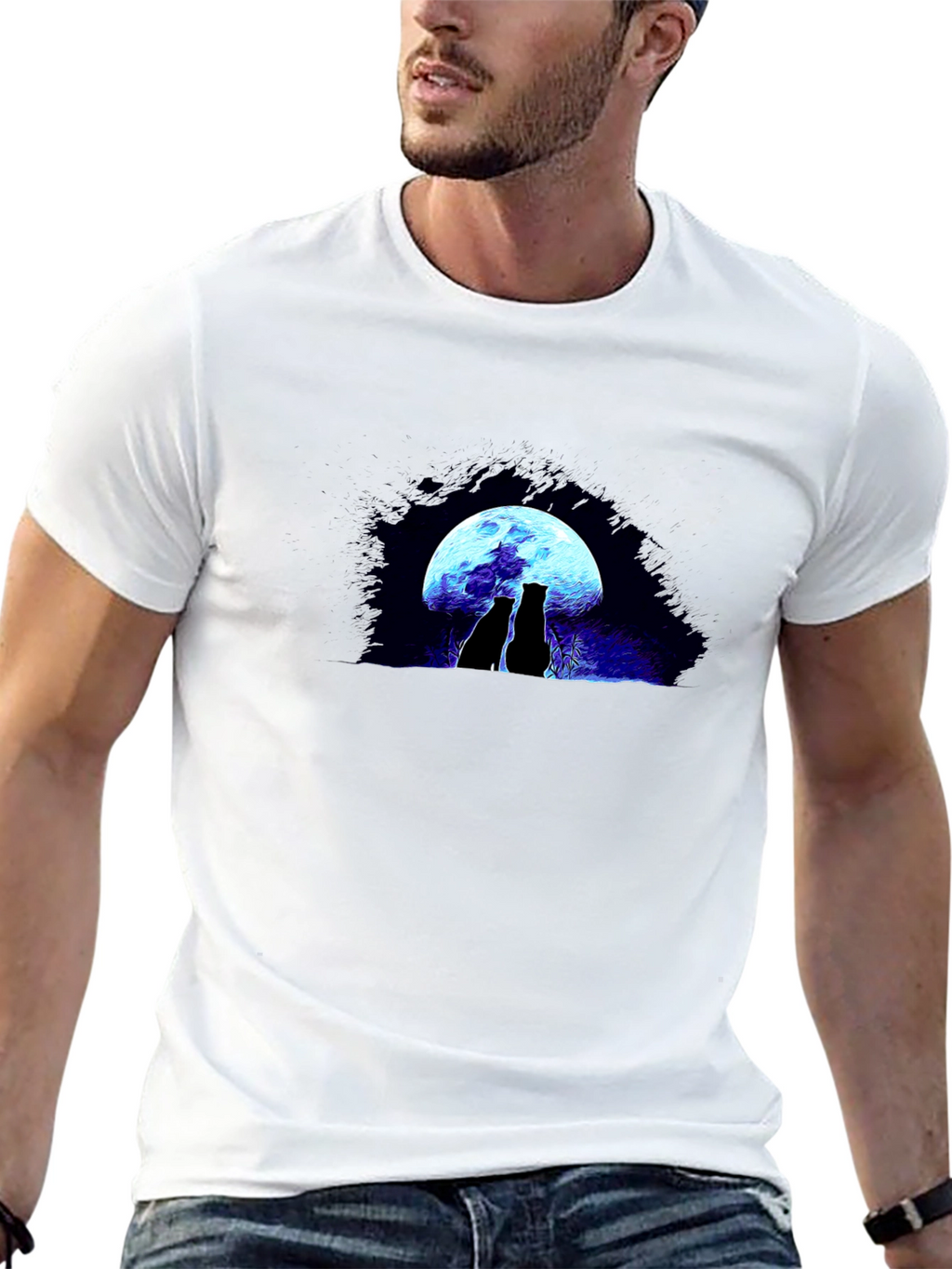 Cats Under Moon Graphic Tee