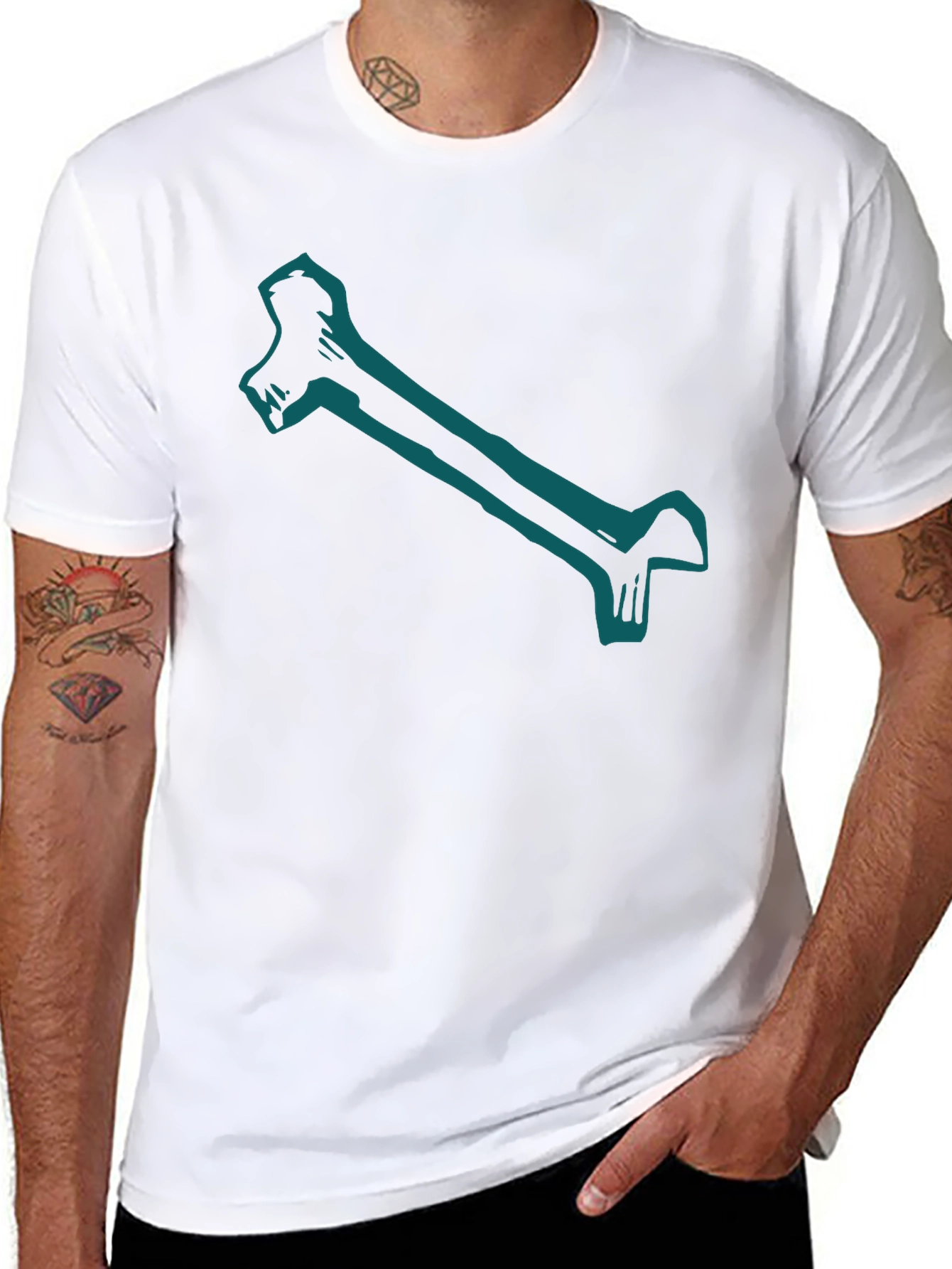 Bone Graphic Print Black Tee