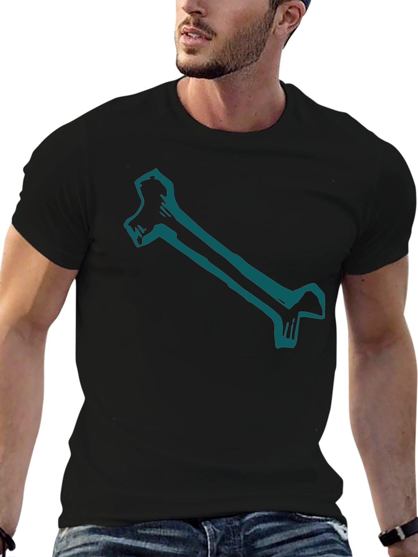 Bone Graphic Print Black Tee