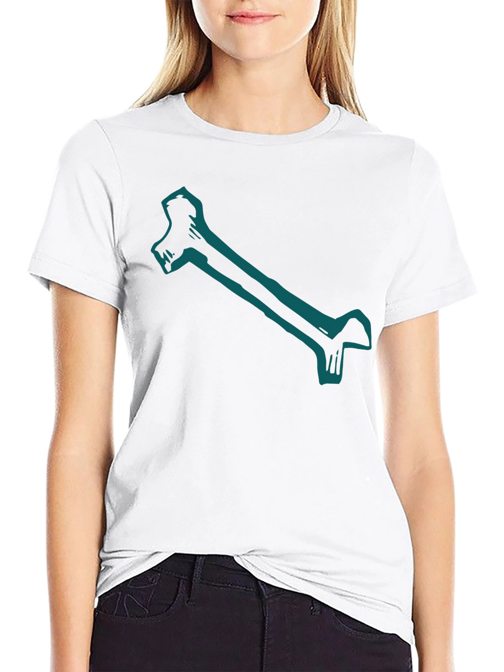 Bone Graphic Print Black Tee