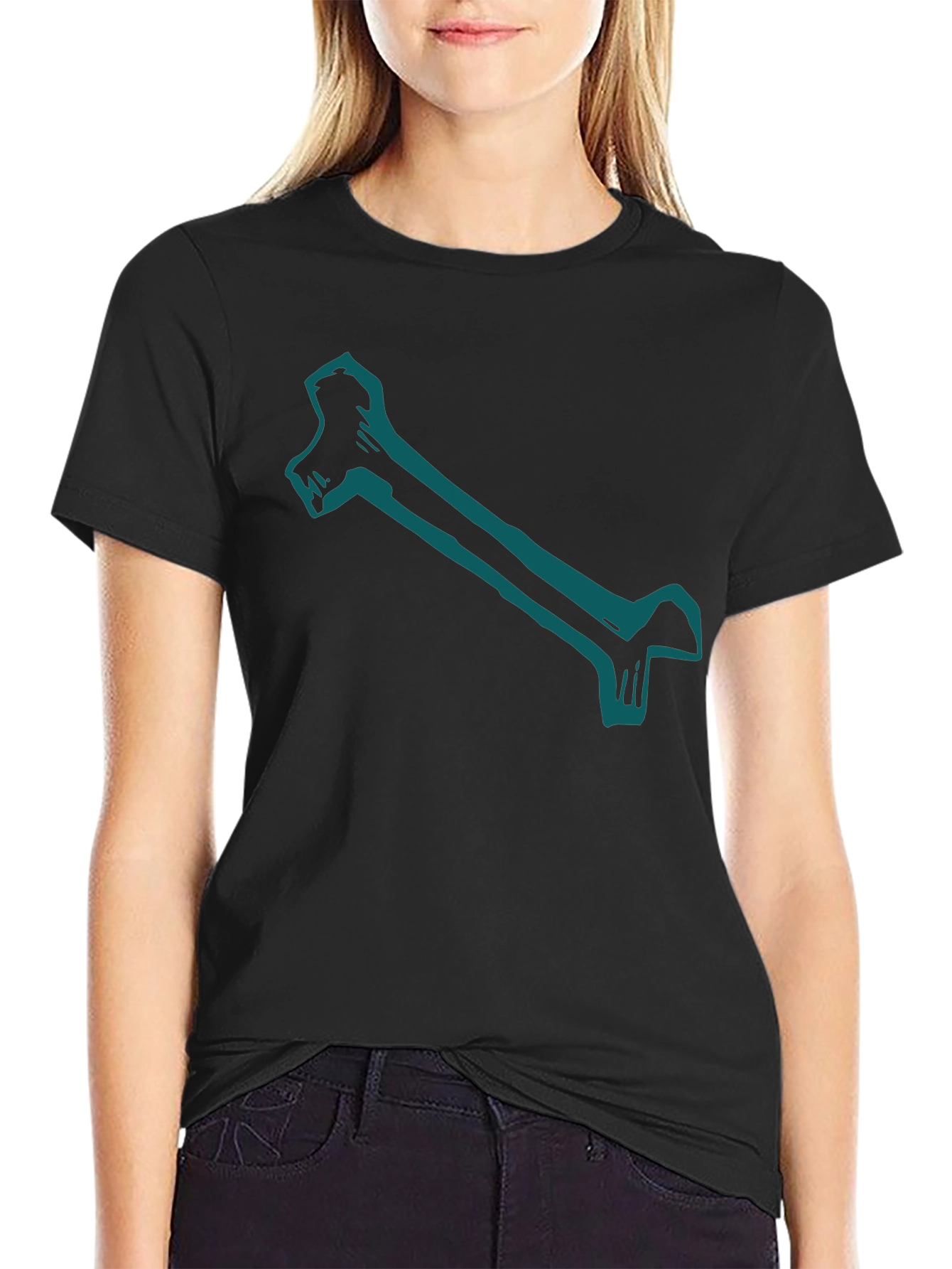 Bone Graphic Print Black Tee