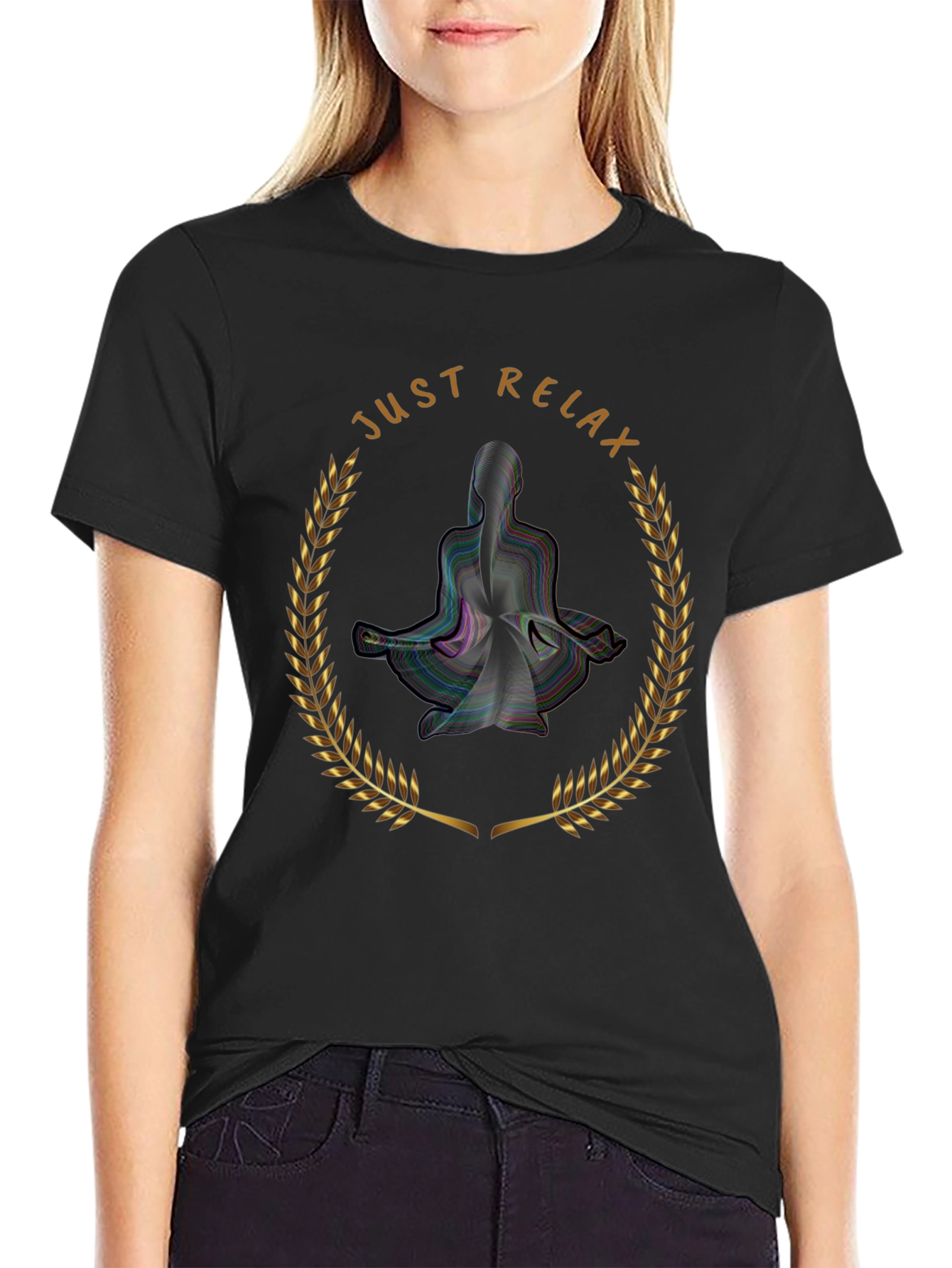 Just Relax Yoga T-Shirt - Black Graphic Tee