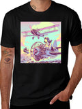 Retro Aviation T-Shirt - Pilot in Seaplane Design