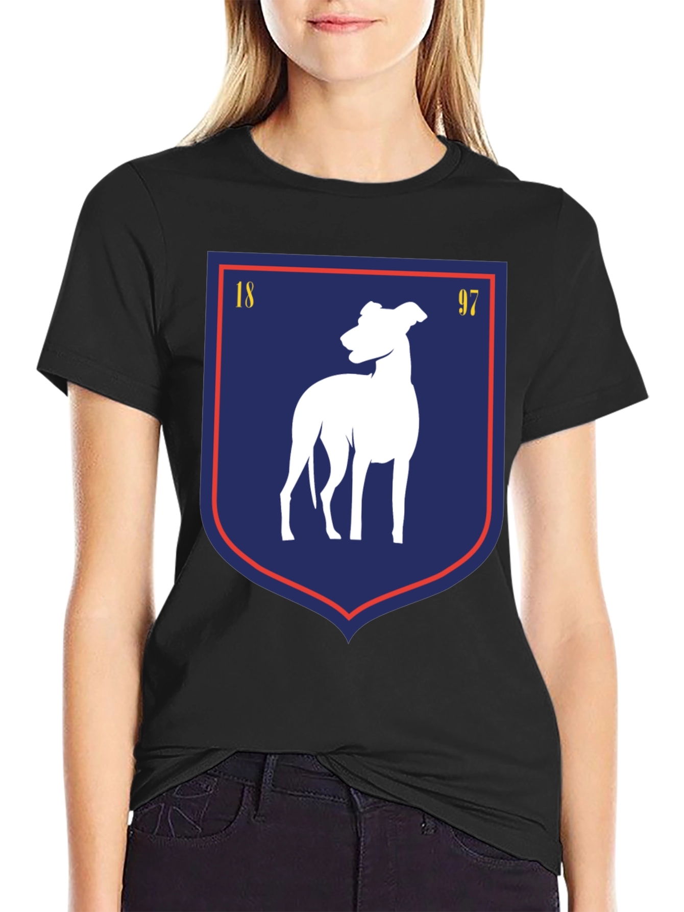 Dog Crest Graphic T-Shirt - Vintage Style
