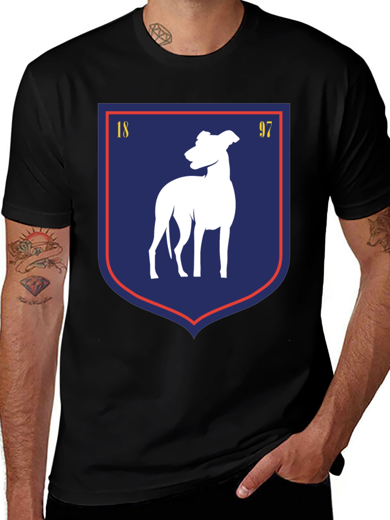 Dog Crest Graphic T-Shirt - Vintage Style