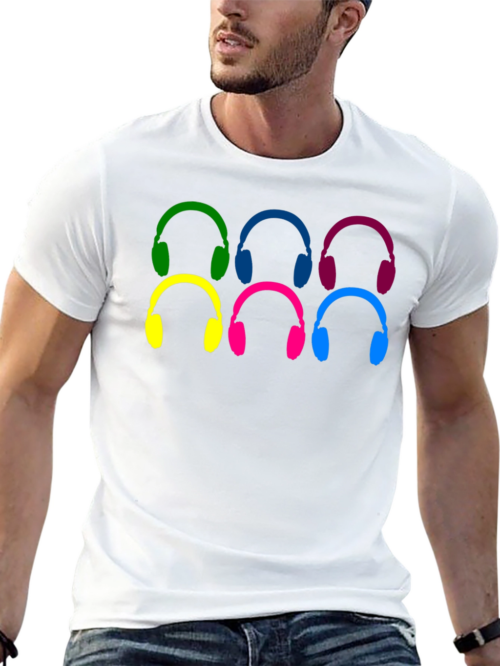 Colorful Headphone Graphic T-Shirt