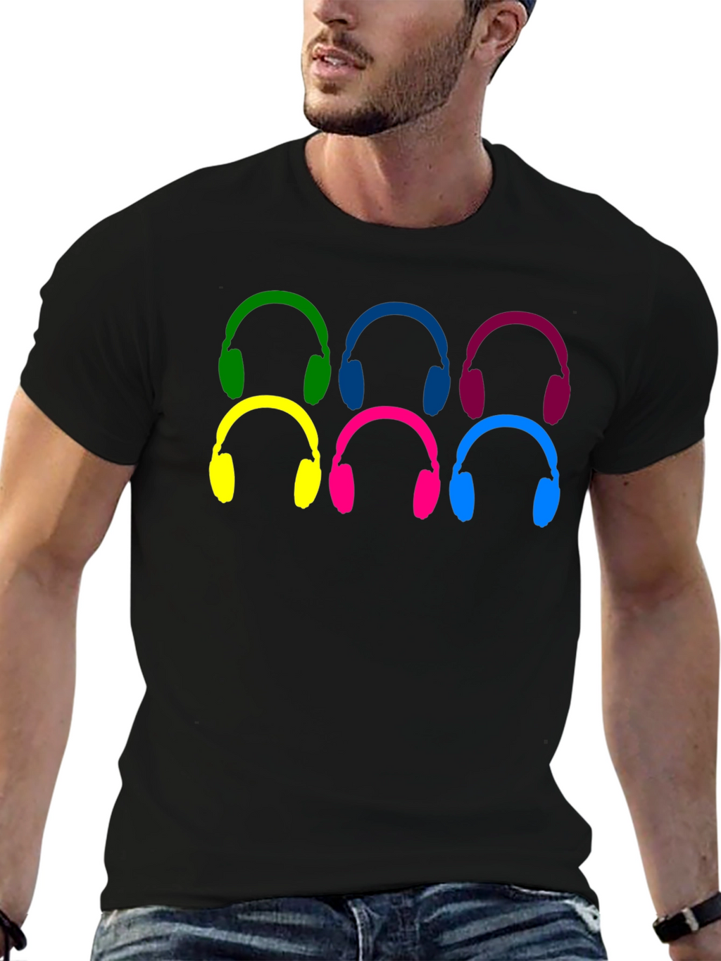 Colorful Headphone Graphic T-Shirt