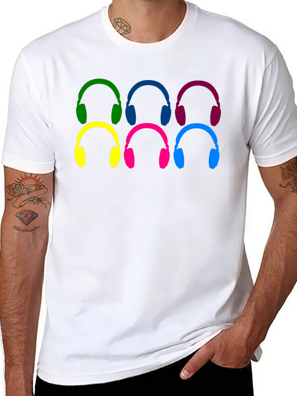 Colorful Headphone Graphic T-Shirt