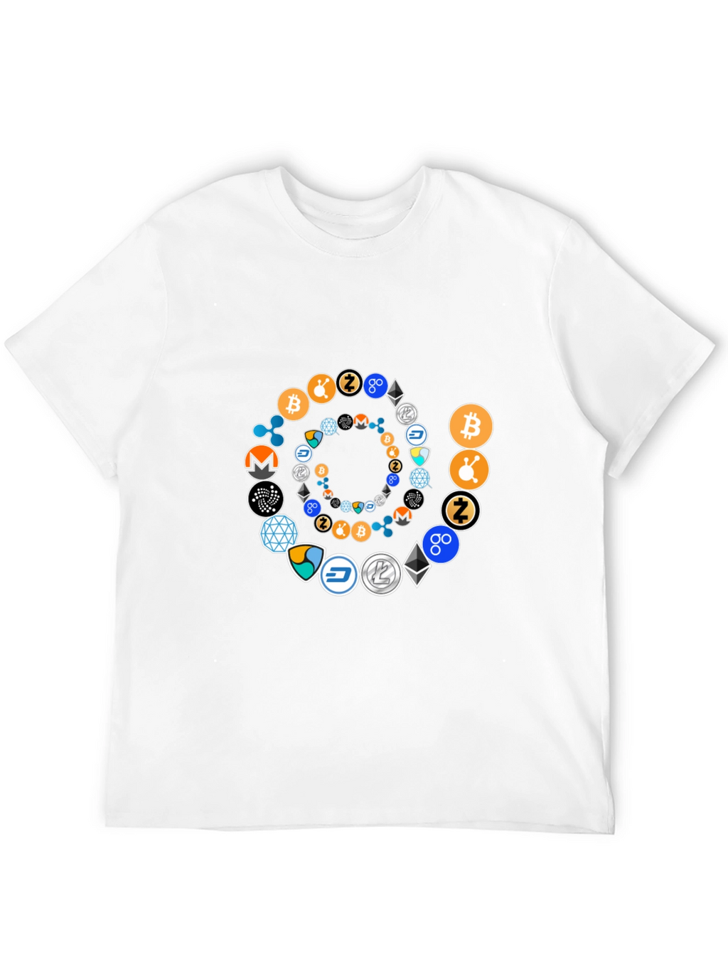 Cryptocurrency Spiral Graphic T-Shirt - Black Cotton Tee
