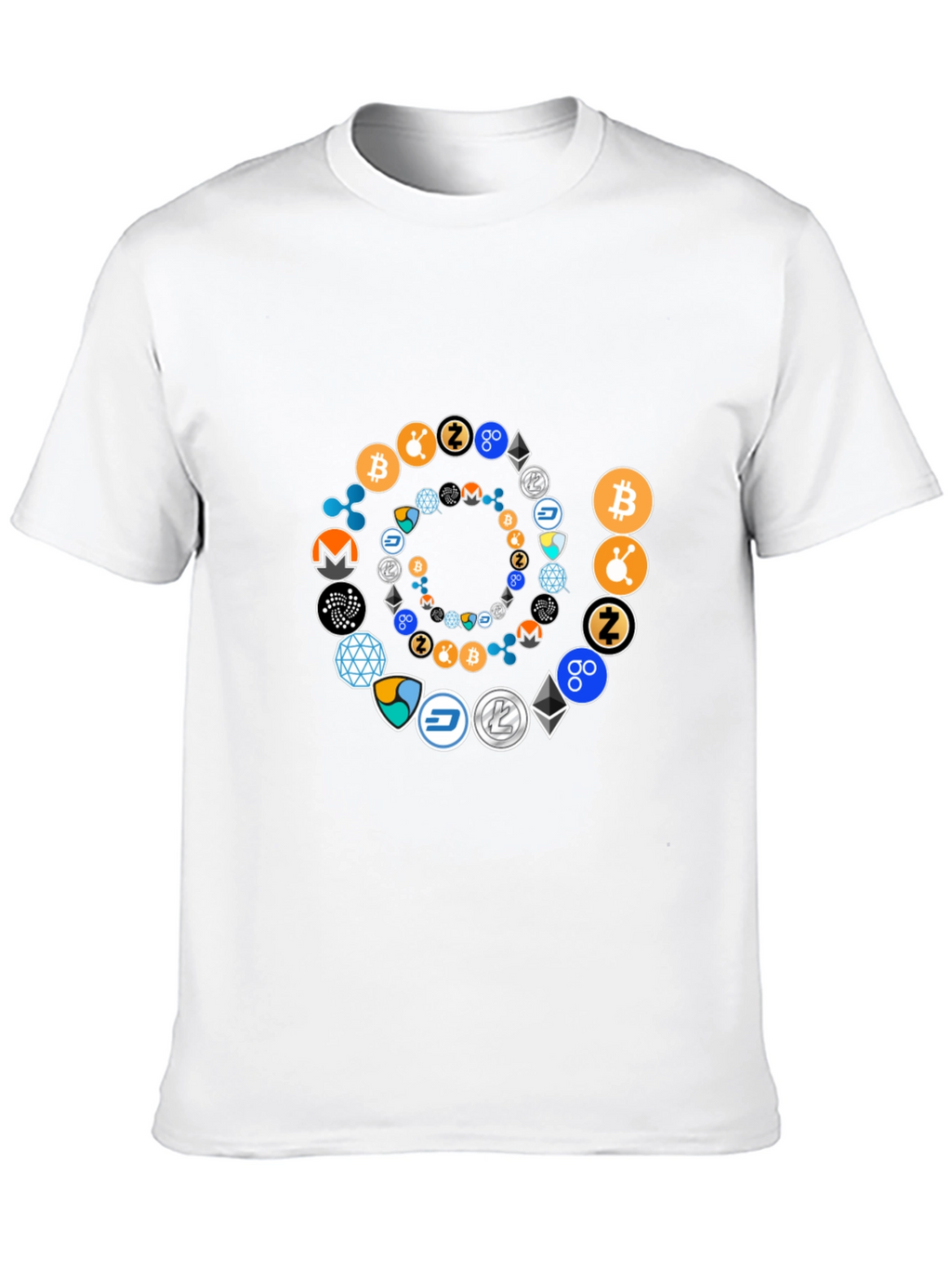 Cryptocurrency Spiral Graphic T-Shirt - Black Cotton Tee