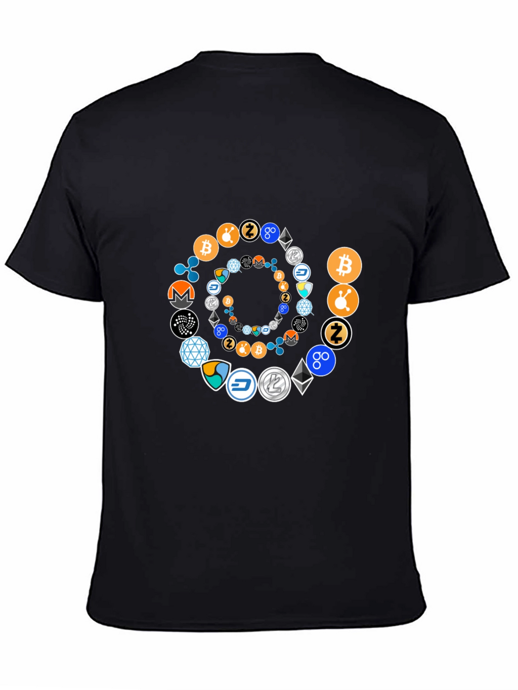 Cryptocurrency Spiral Graphic T-Shirt - Black Cotton Tee