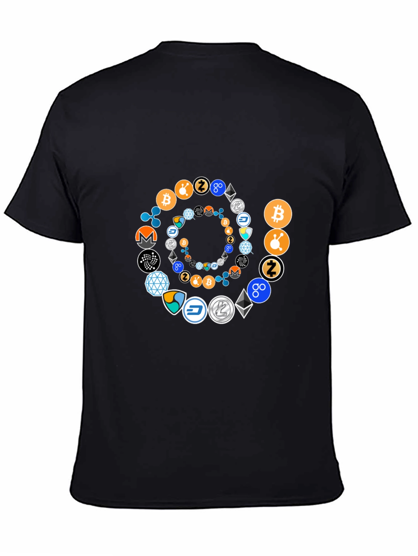 Cryptocurrency Spiral Graphic T-Shirt - Black Cotton Tee