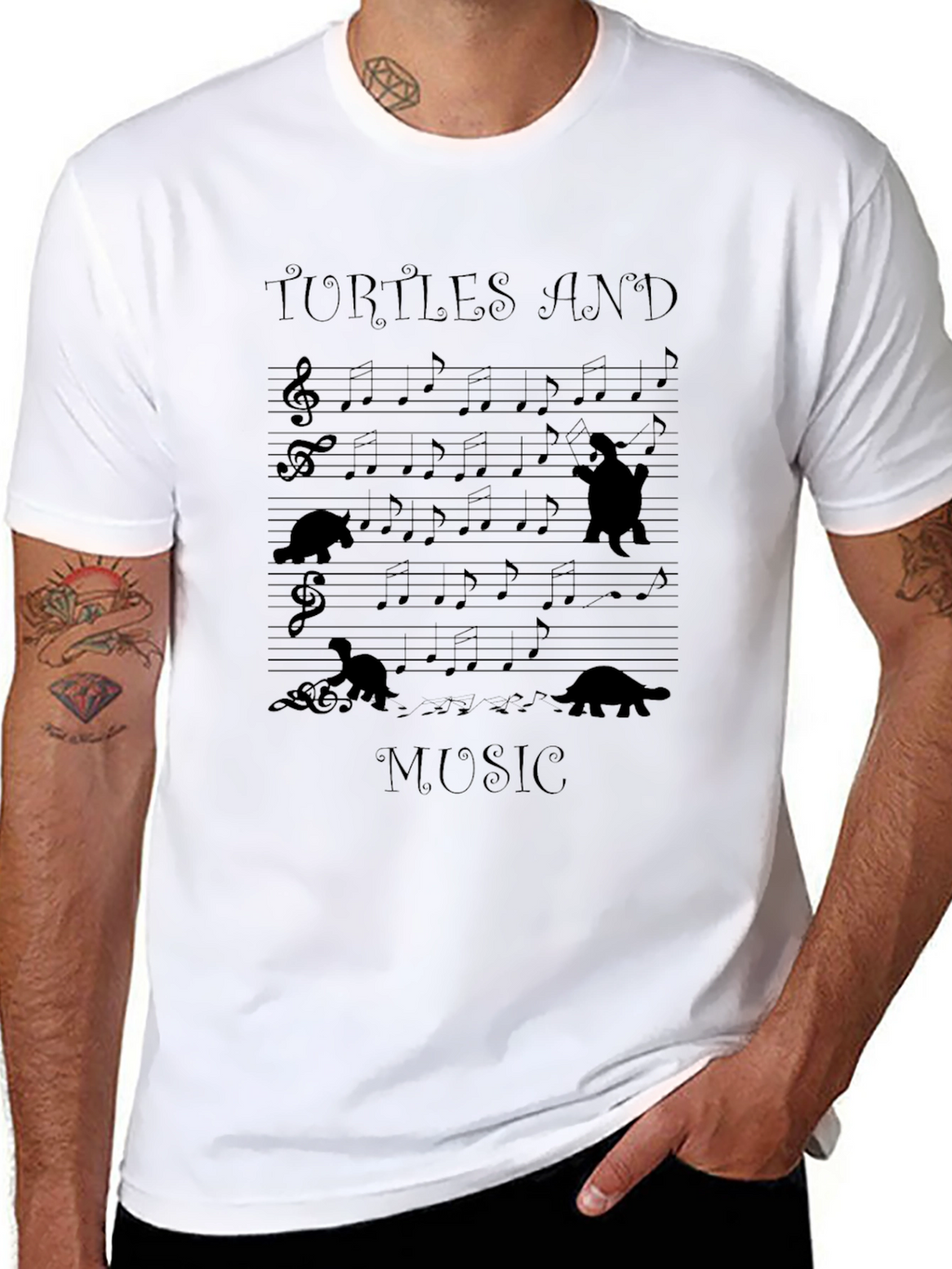 Turtles and Music Graphic T-Shirt