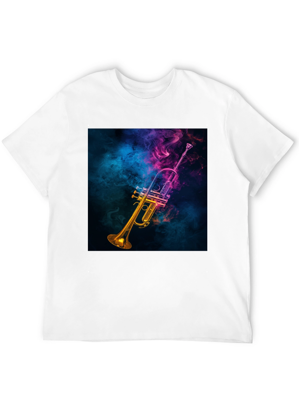 Vibrant Trumpet Graphic Tee - Music Lovers Black T-Shirt