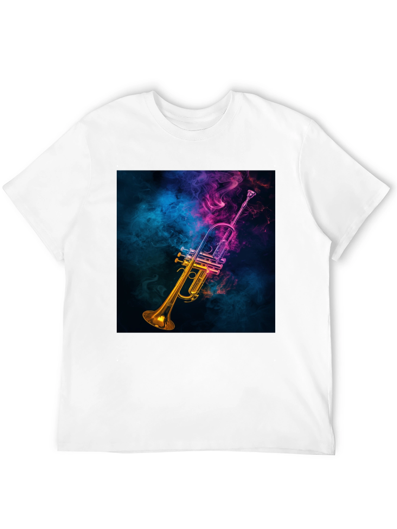 Vibrant Trumpet Graphic Tee - Music Lovers Black T-Shirt