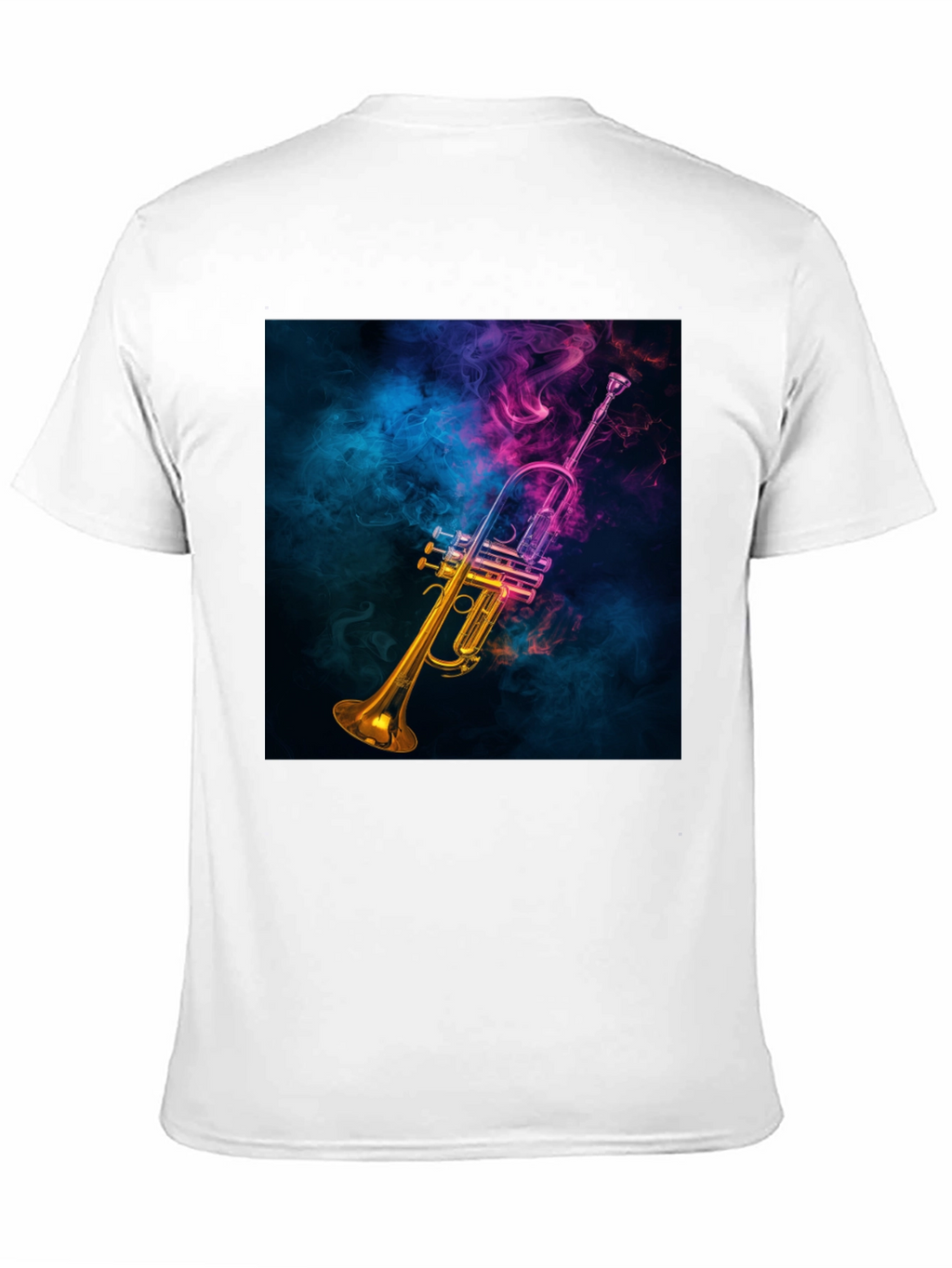 Vibrant Trumpet Graphic Tee - Music Lovers Black T-Shirt