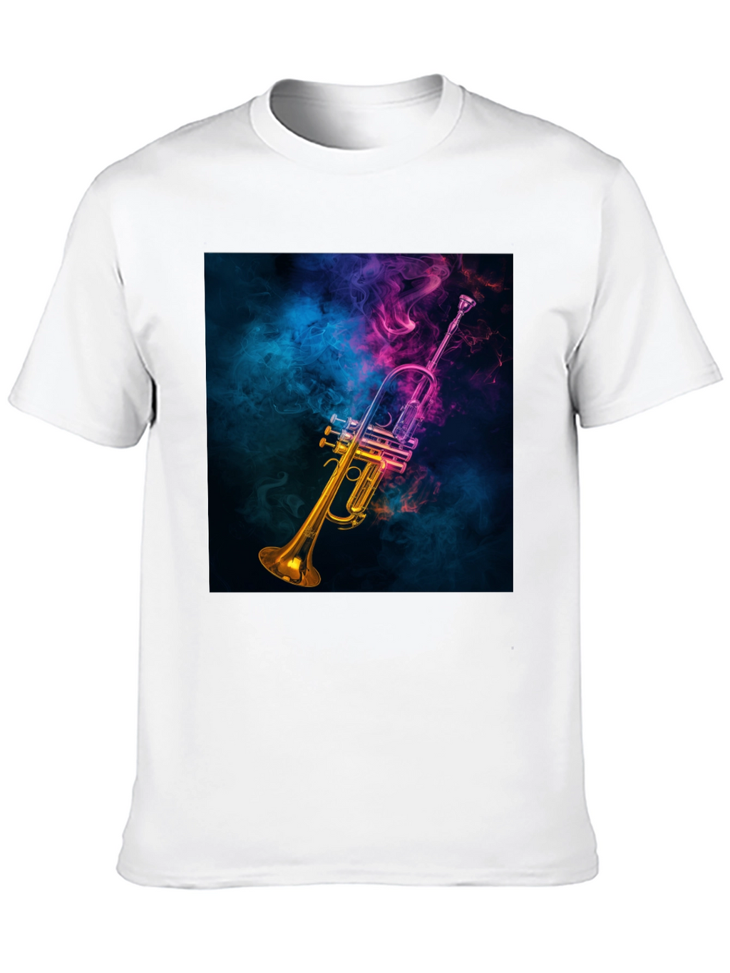Vibrant Trumpet Graphic Tee - Music Lovers Black T-Shirt