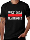 Train Harder Graphic Tee - Black Cotton T-Shirt