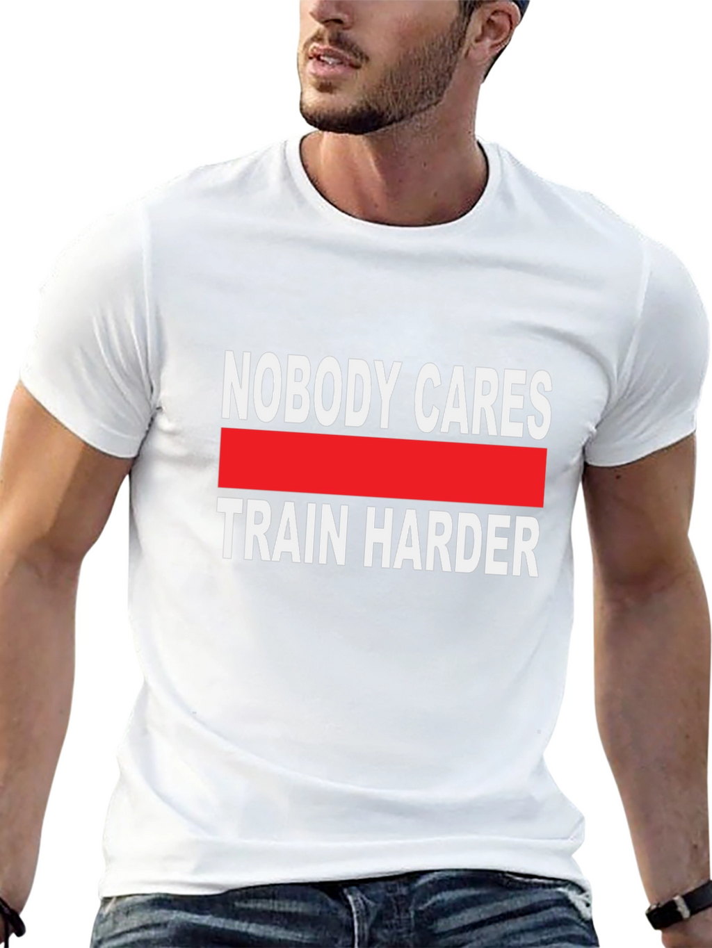 Train Harder Graphic Tee - Black Cotton T-Shirt