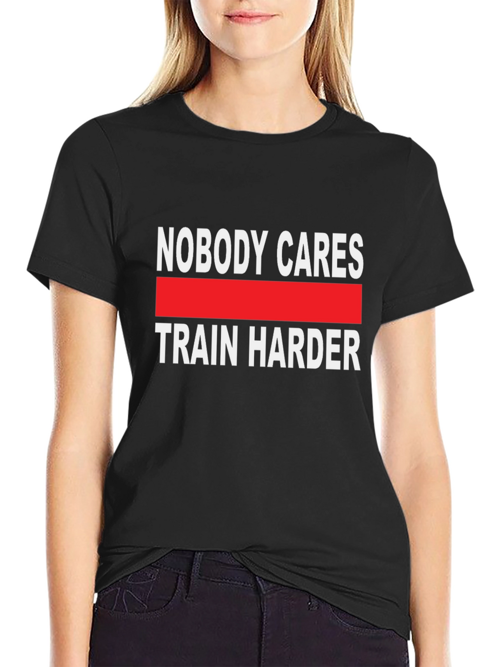 Train Harder Graphic Tee - Black Cotton T-Shirt