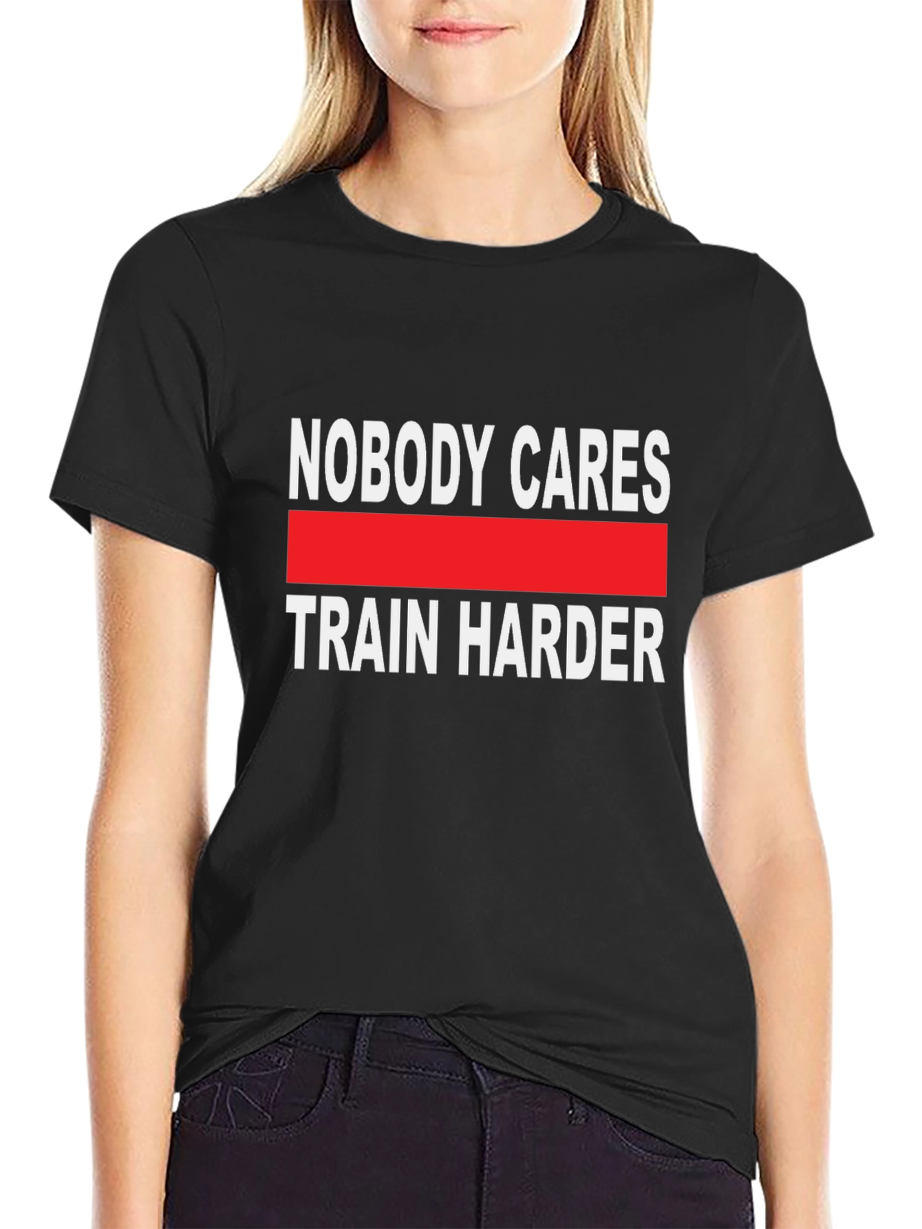 Train Harder Graphic Tee - Black Cotton T-Shirt