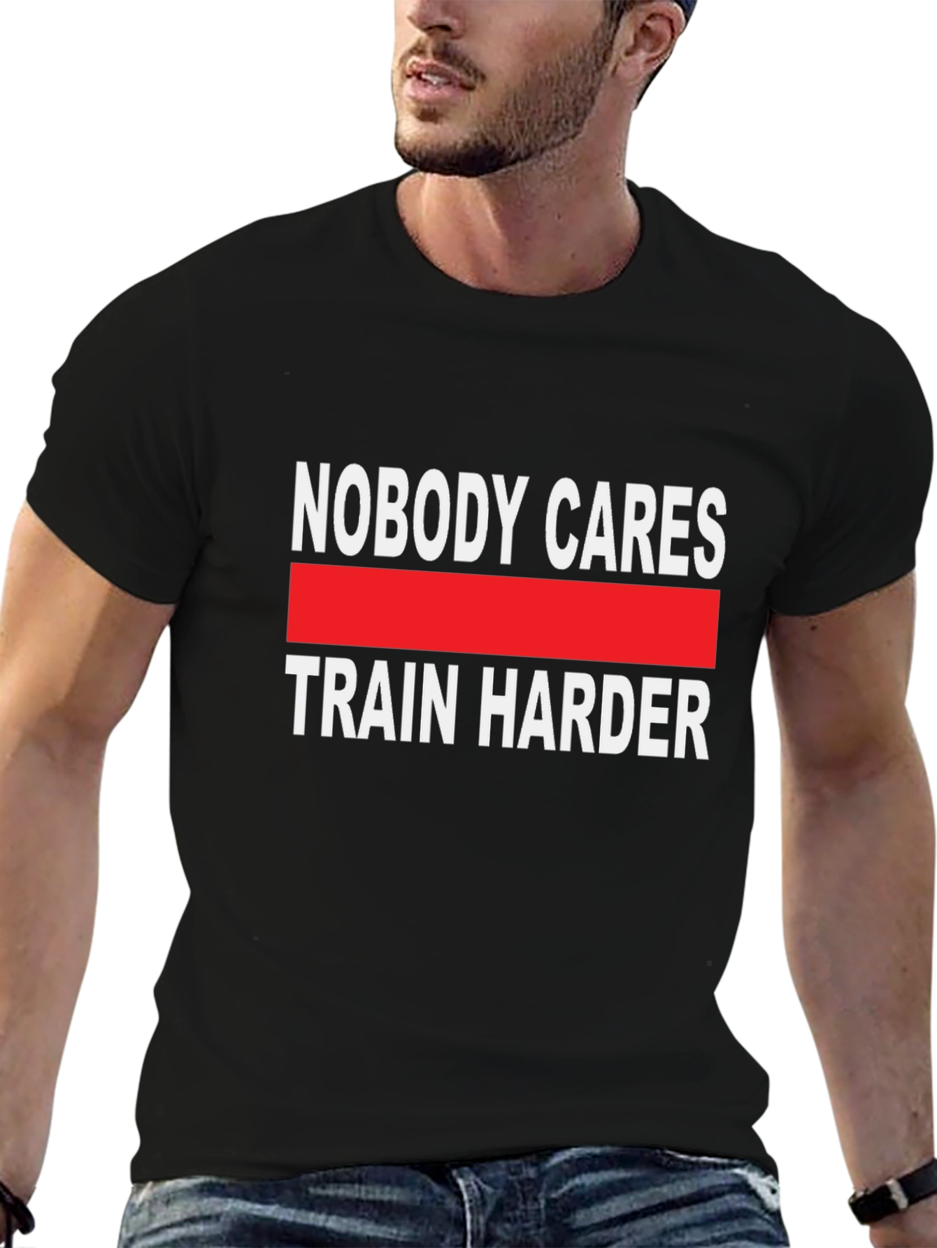 Train Harder Graphic Tee - Black Cotton T-Shirt