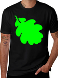 Green Leaf Graphic Black T-Shirt