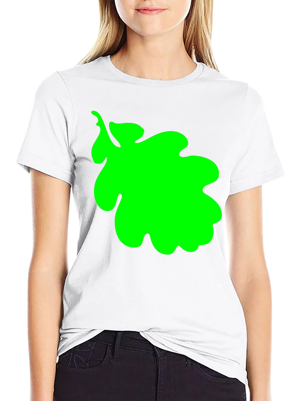 Green Leaf Graphic Black T-Shirt