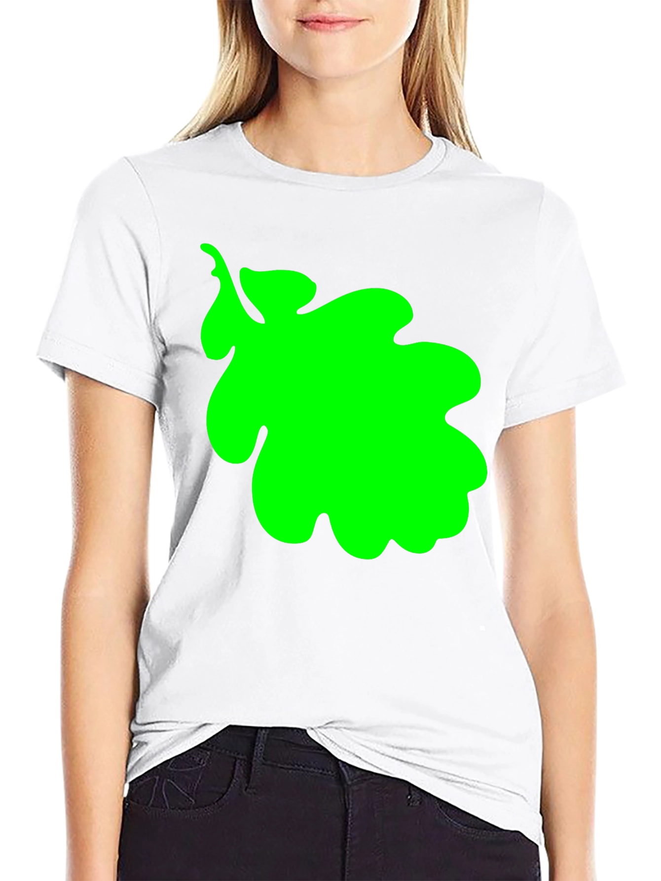 Green Leaf Graphic Black T-Shirt