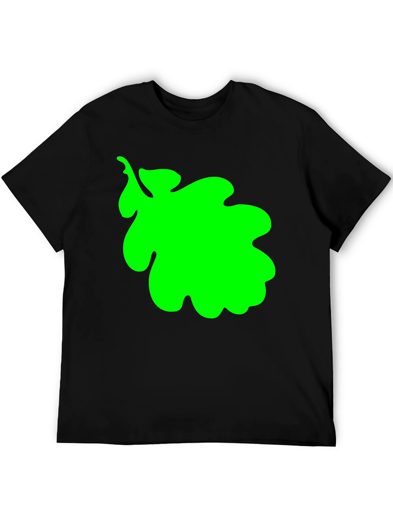 Green Leaf Graphic Black T-Shirt