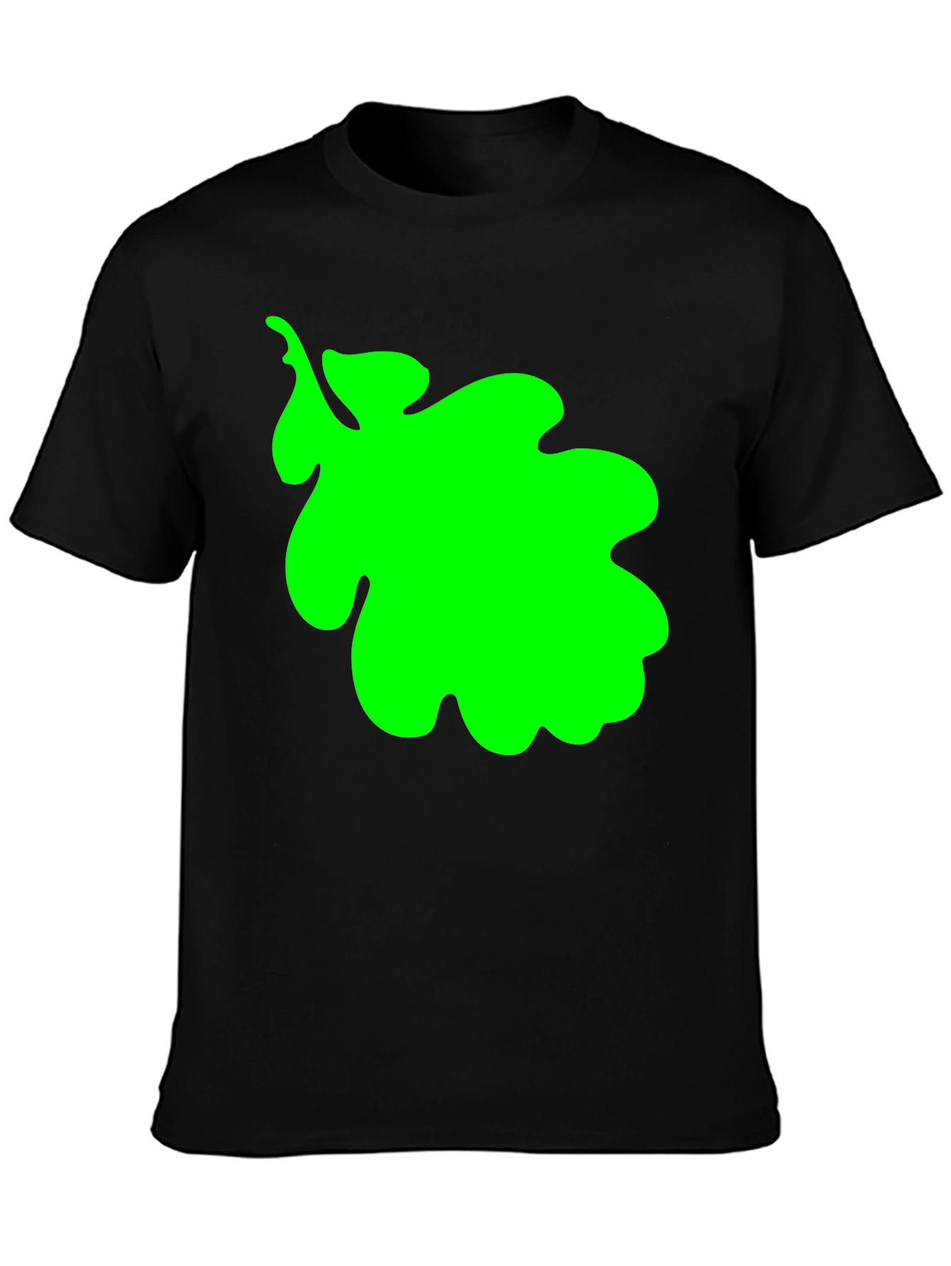 Green Leaf Graphic Black T-Shirt