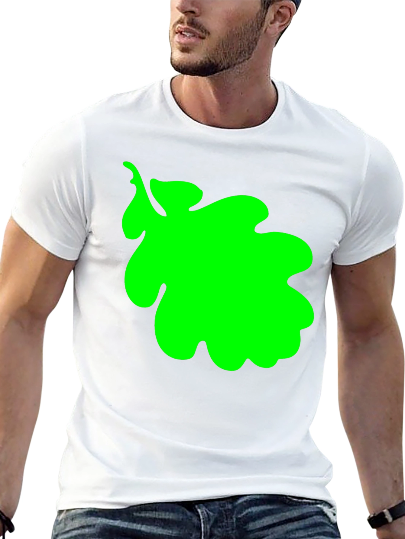 Green Leaf Graphic Black T-Shirt