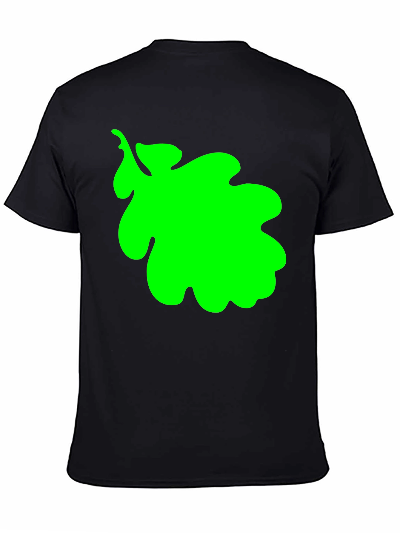 Green Leaf Graphic Black T-Shirt