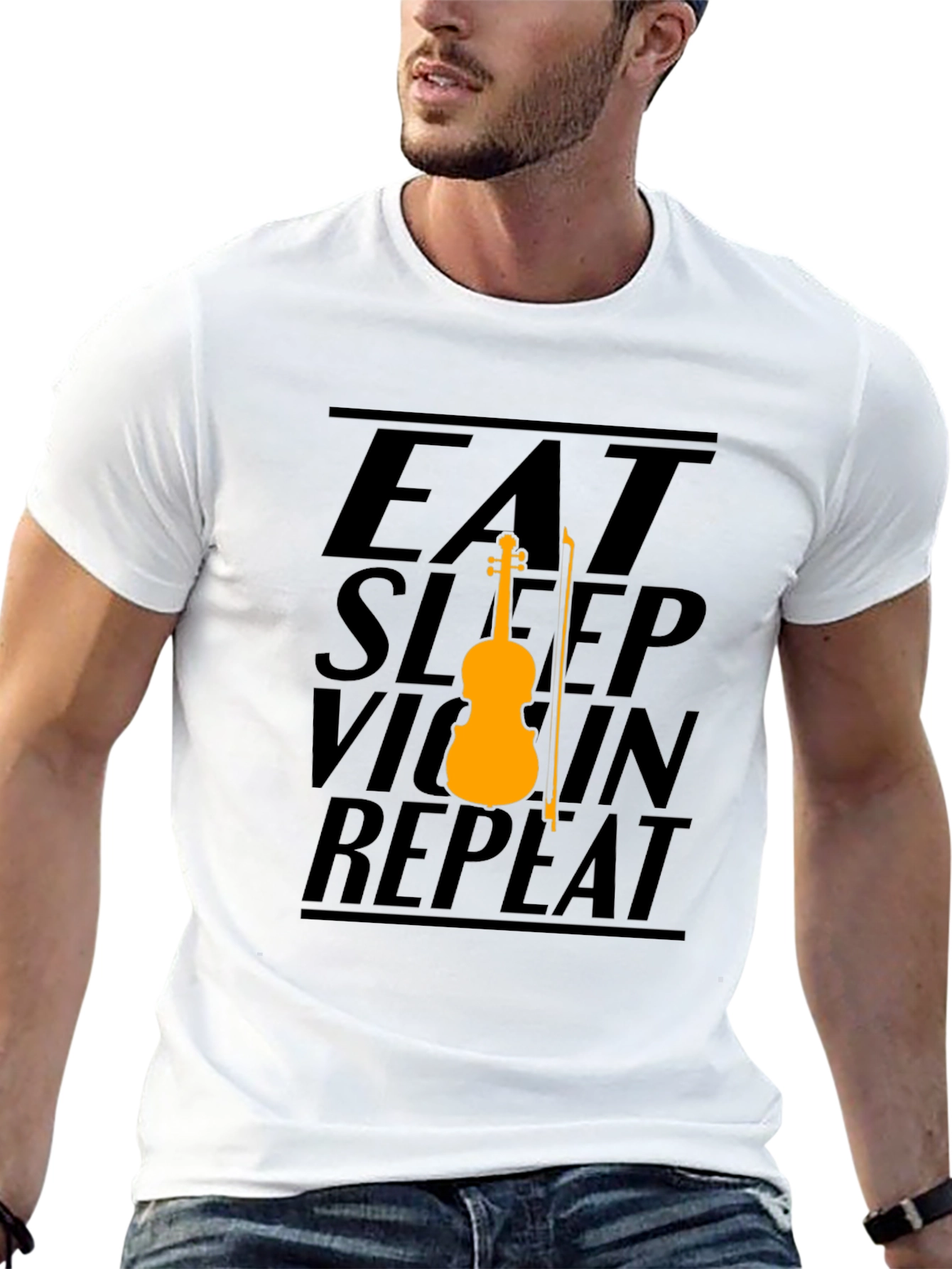 Eat Sleep Violin Repeat Graphic Tee - Black