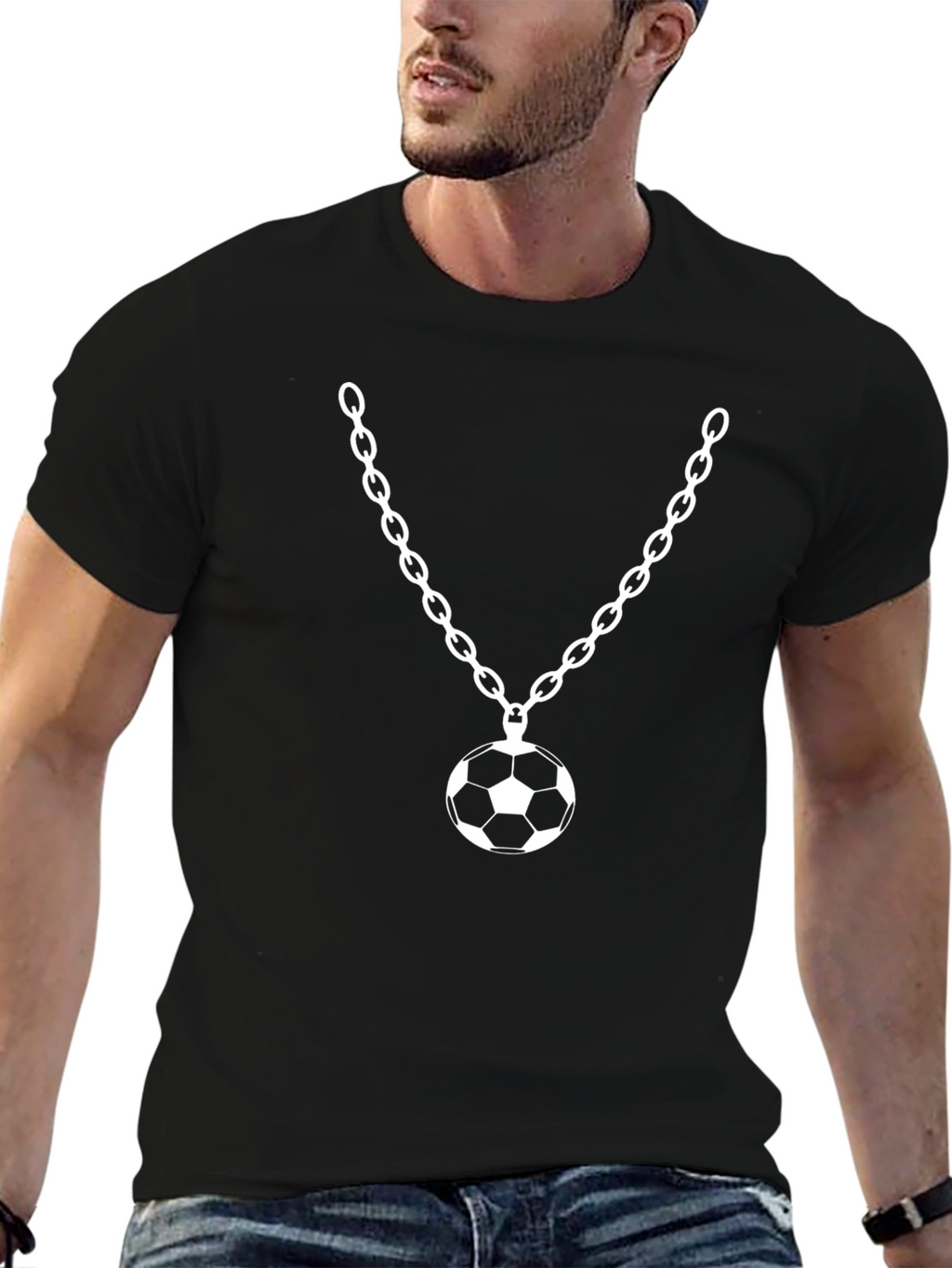 Soccer Ball Pendant T-Shirt - Black