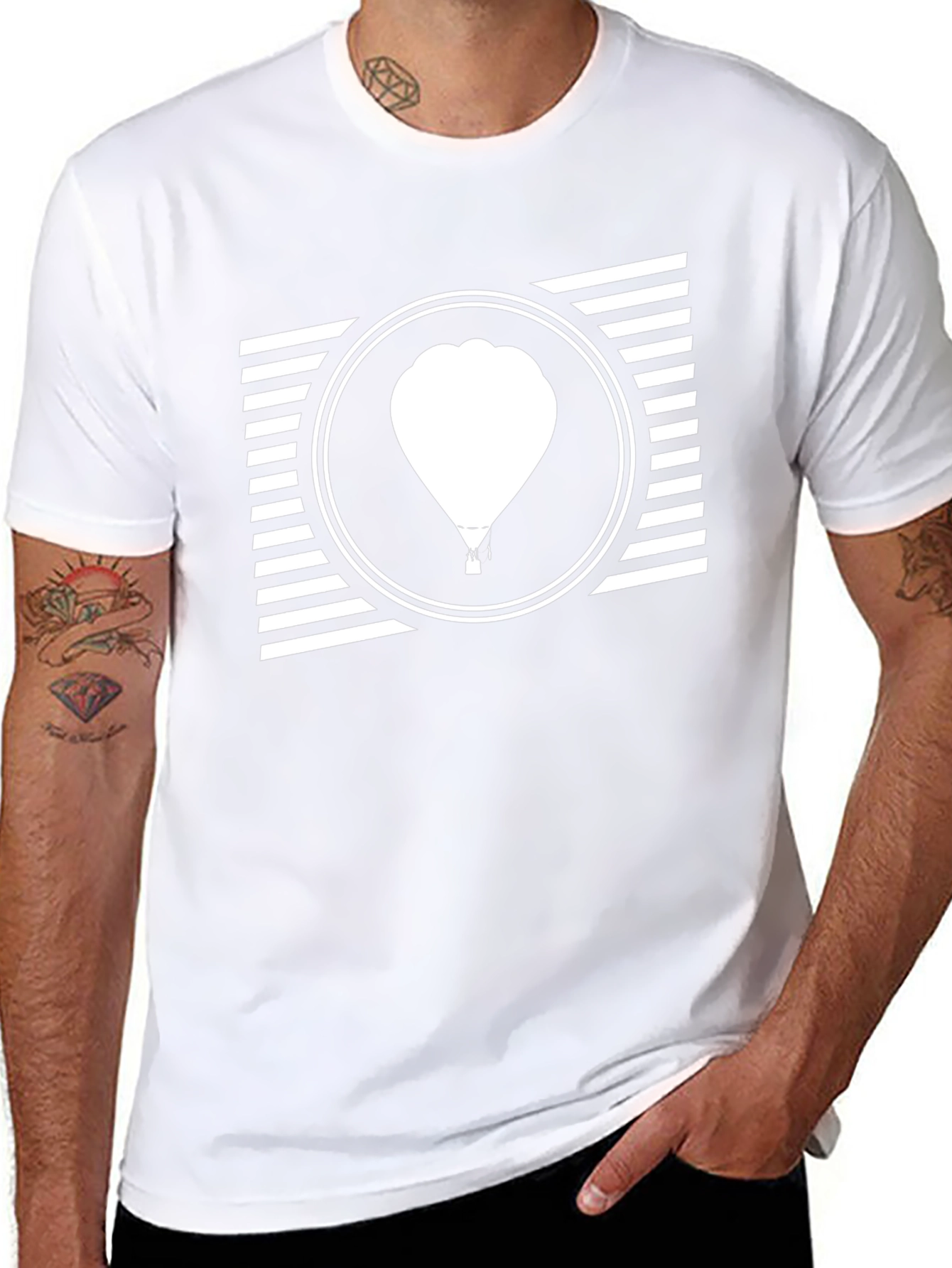 Balloon Graphic Tee - Mens Black Cotton T-Shirt