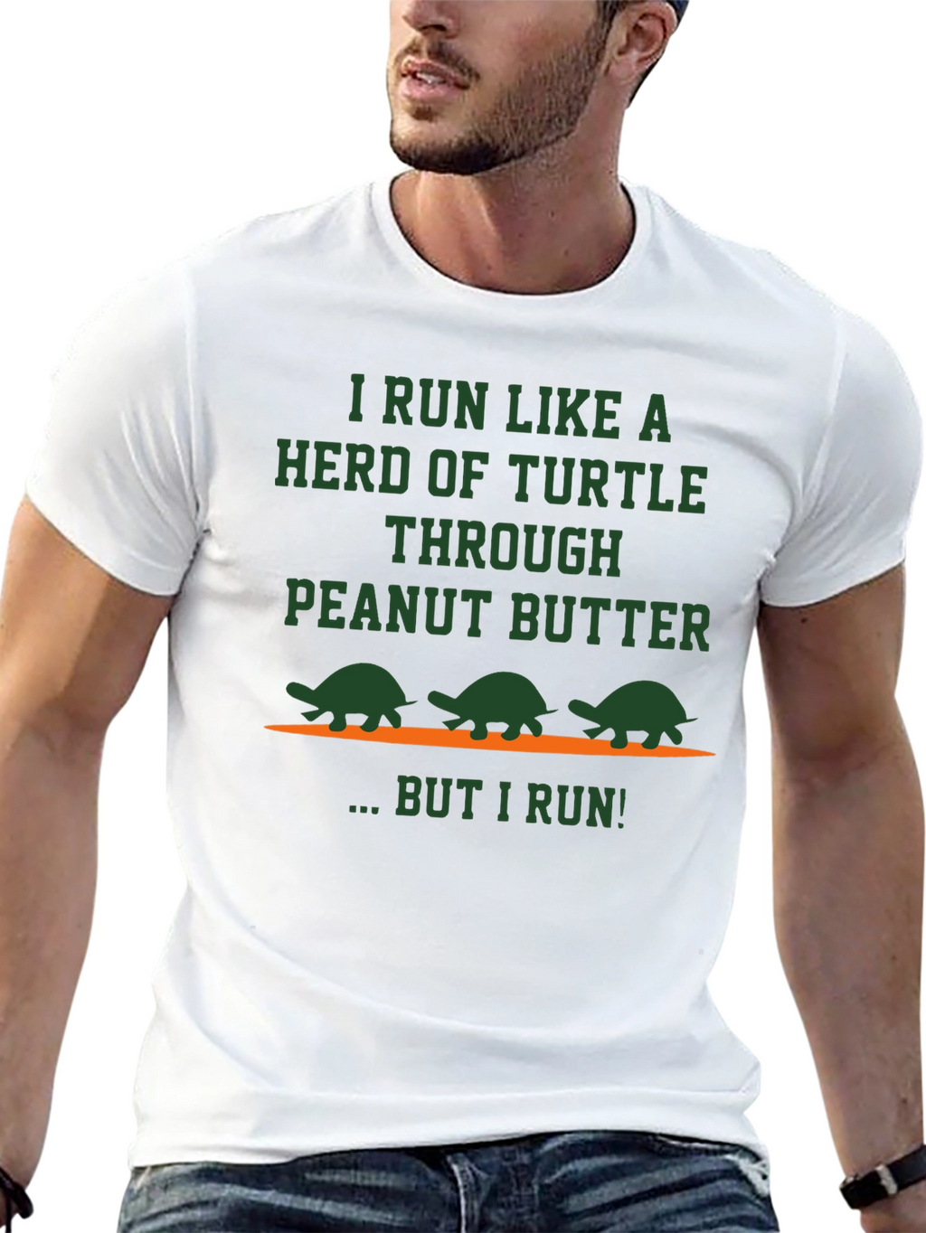 Funny Turtle Peanut Butter Running Graphic T-Shirt