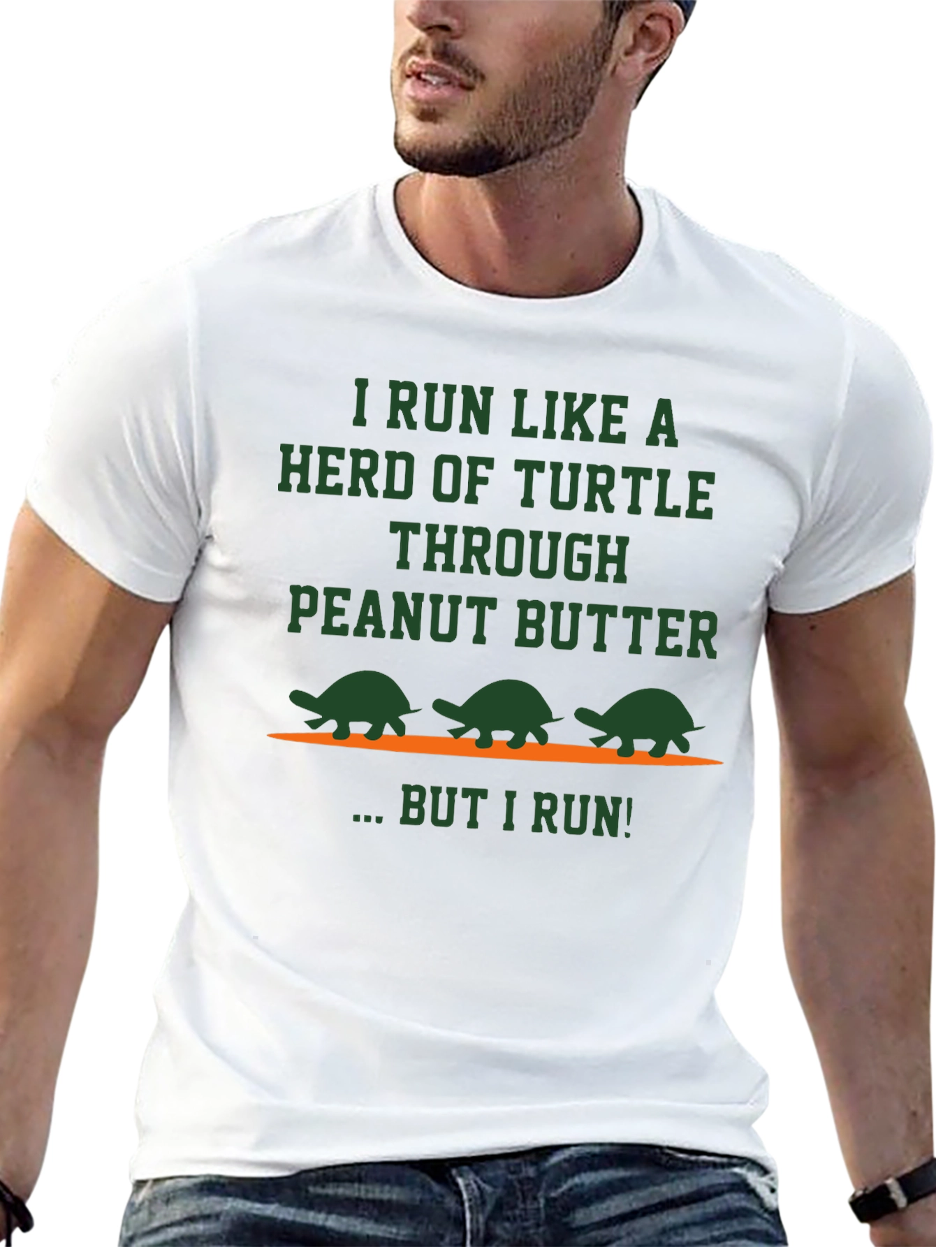 Funny Turtle Peanut Butter Running Graphic T-Shirt