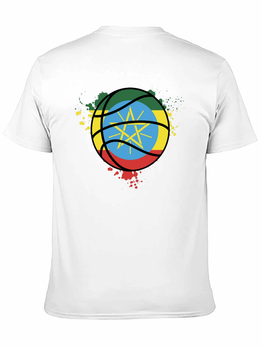 Ethiopia Flag Basketball T-Shirt - Black Cotton Tee
