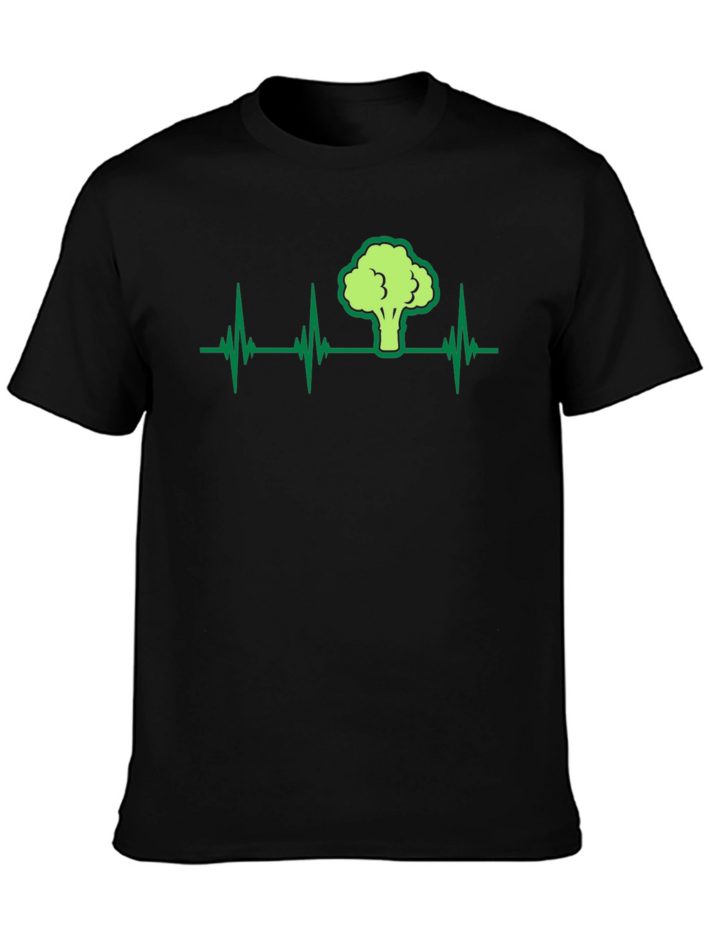Broccoli Heartbeat Graphic T-Shirt - Black